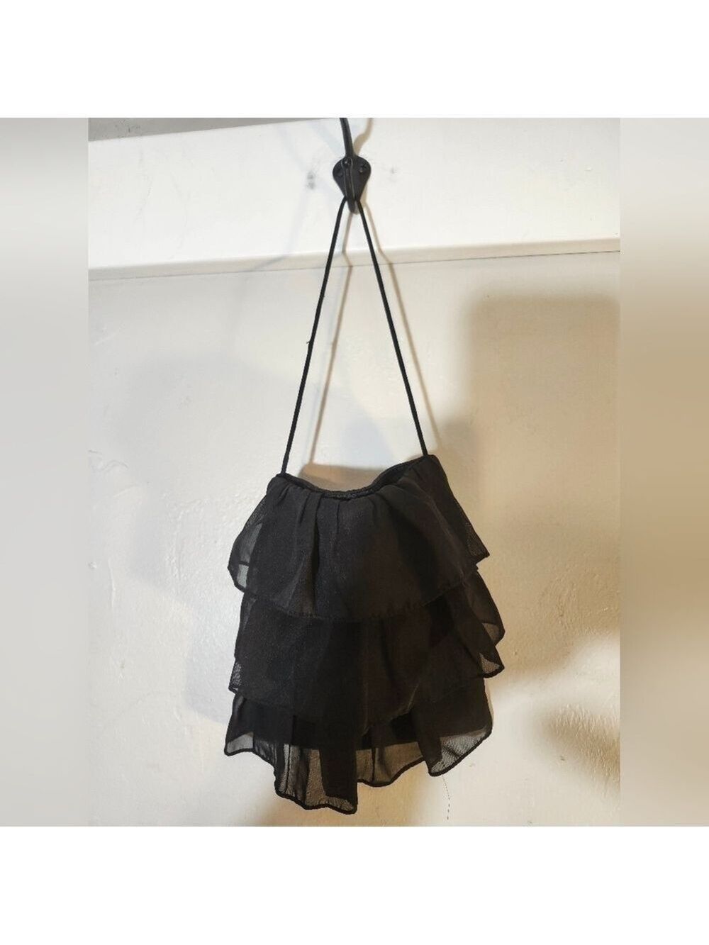 Evening Cejon mini ruffled tiered black bag